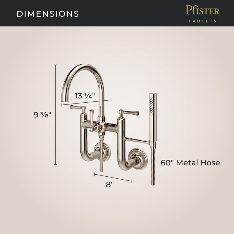 Wall Mounted Tub Spout, Polished Nickel