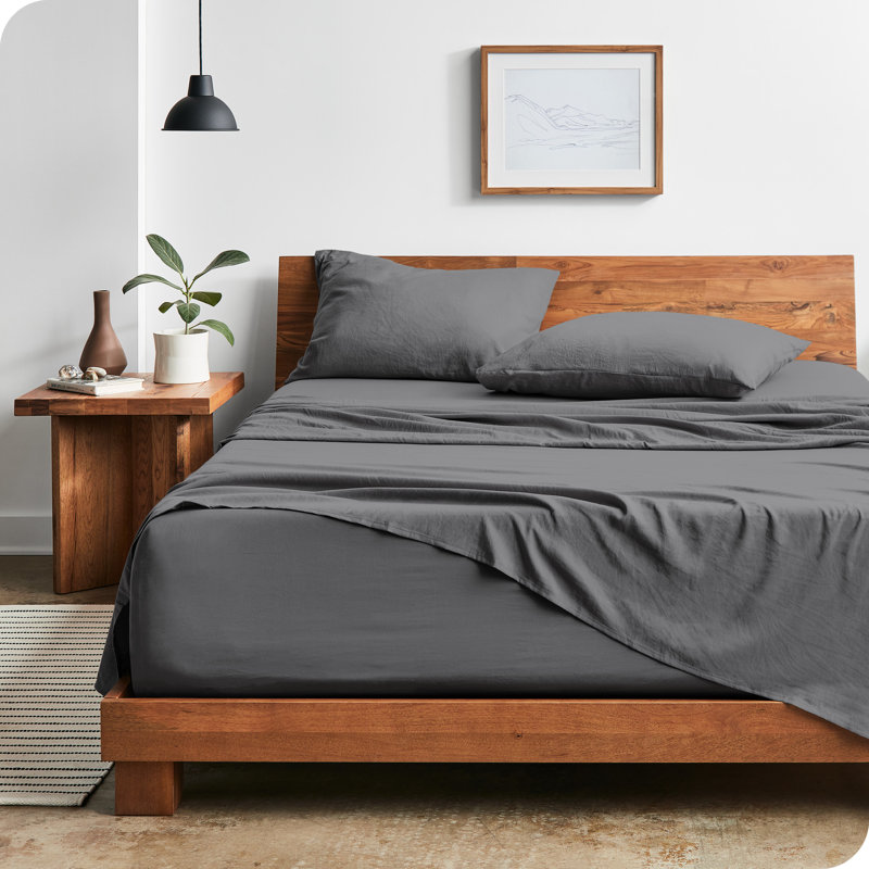 Washed Ultra-soft Microfiber Sheet Set, Queen Sheet Set with 2 Pillowcases, Frost Gray