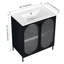 Meuble-lavabo de salle de bain autoportant de 30 po avec armoire en acier et céramique de 30 po, lavabo, structure laminée à froid et deux portes de style moderne avec tablettes en métal, poignées en métal, noir