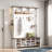 Farmhouse 4-in-1 Hall Tree With 6 Hooks, Entryway Bench With Adjustable Shelves, 16 Open Compartments And A Side Umbrella Rack-114556069
