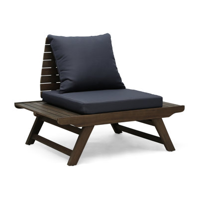 Outdoor Chair With Cushion And Expanded Seat Space - Dark Grey Wood Club Water- Padding