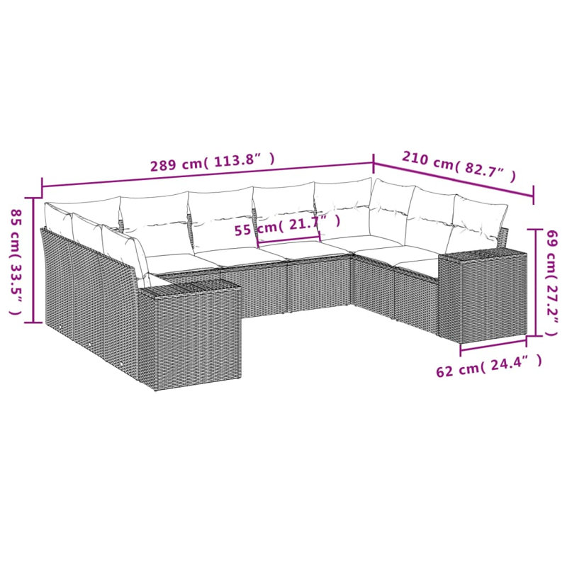 Ensemble de canapé de jardin Vidaxl beige, crème