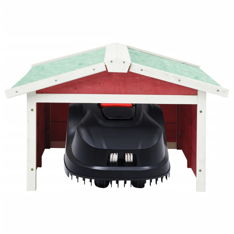 Lawn Mower Garage Red and White Solid Firwood with Plywood Medium Outdoor Garden Shelter, Red/White