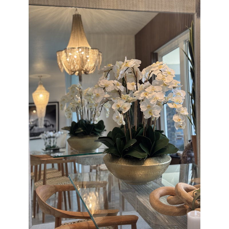 Blaze Bowl With Phalaenopsis Orchids, White