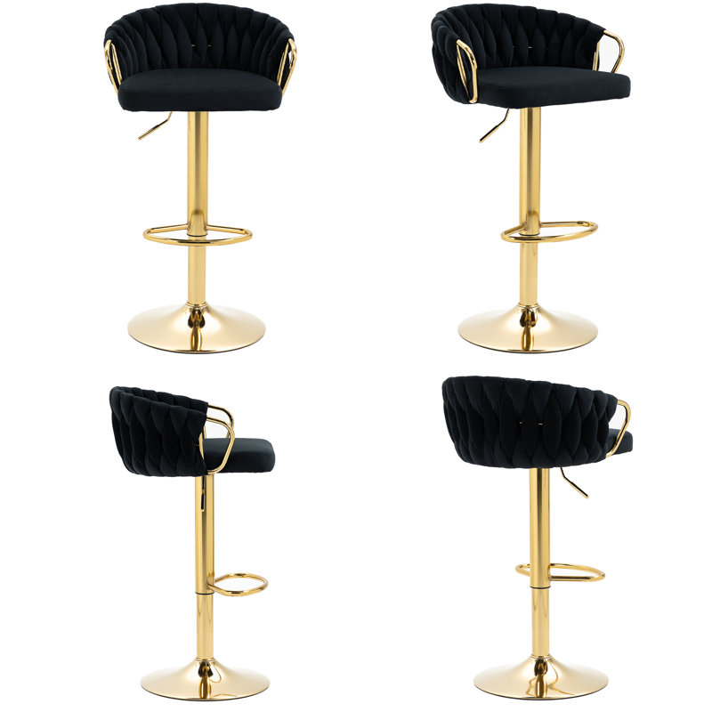 Christal Cerelly Height Adjustable Swivel Bar Stool, Black