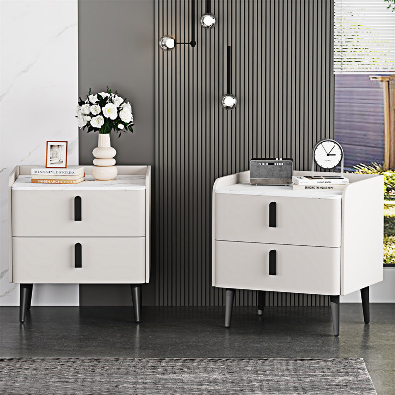 Table de chevet avec 2 tiroirs Nightstands, Blanc
