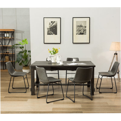 7-Piece Indoor Wood Dining Table With 6 Chairs