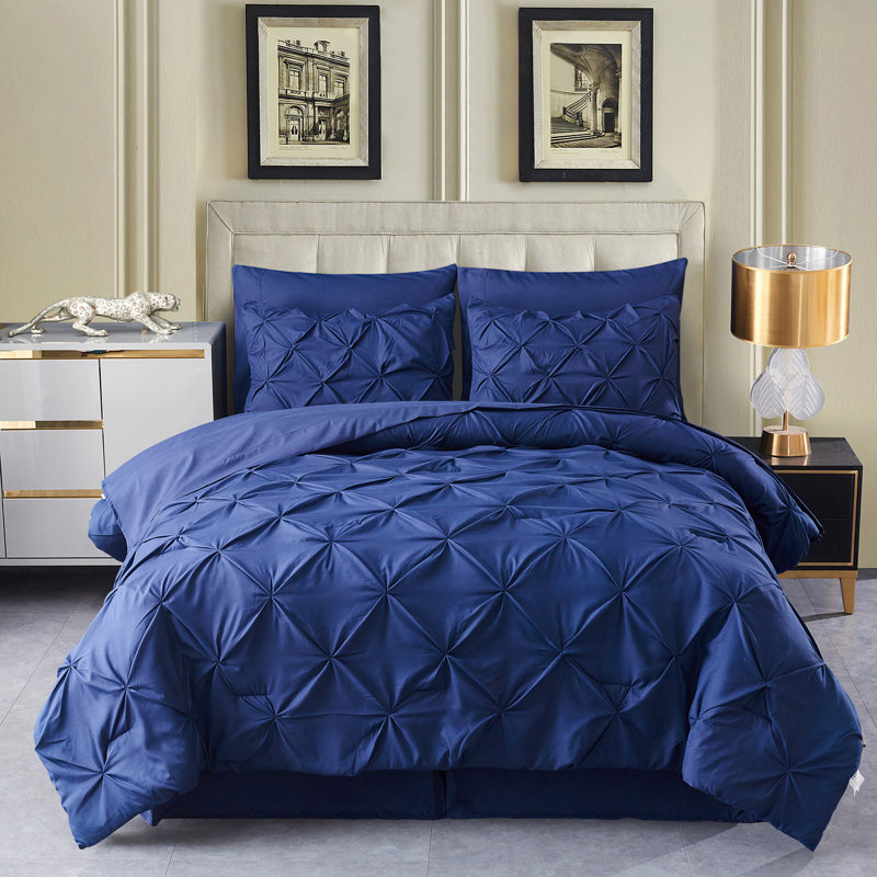 Ensemble d'édredon en microfibre HK-PT0120210625, Grand, Bleu marine