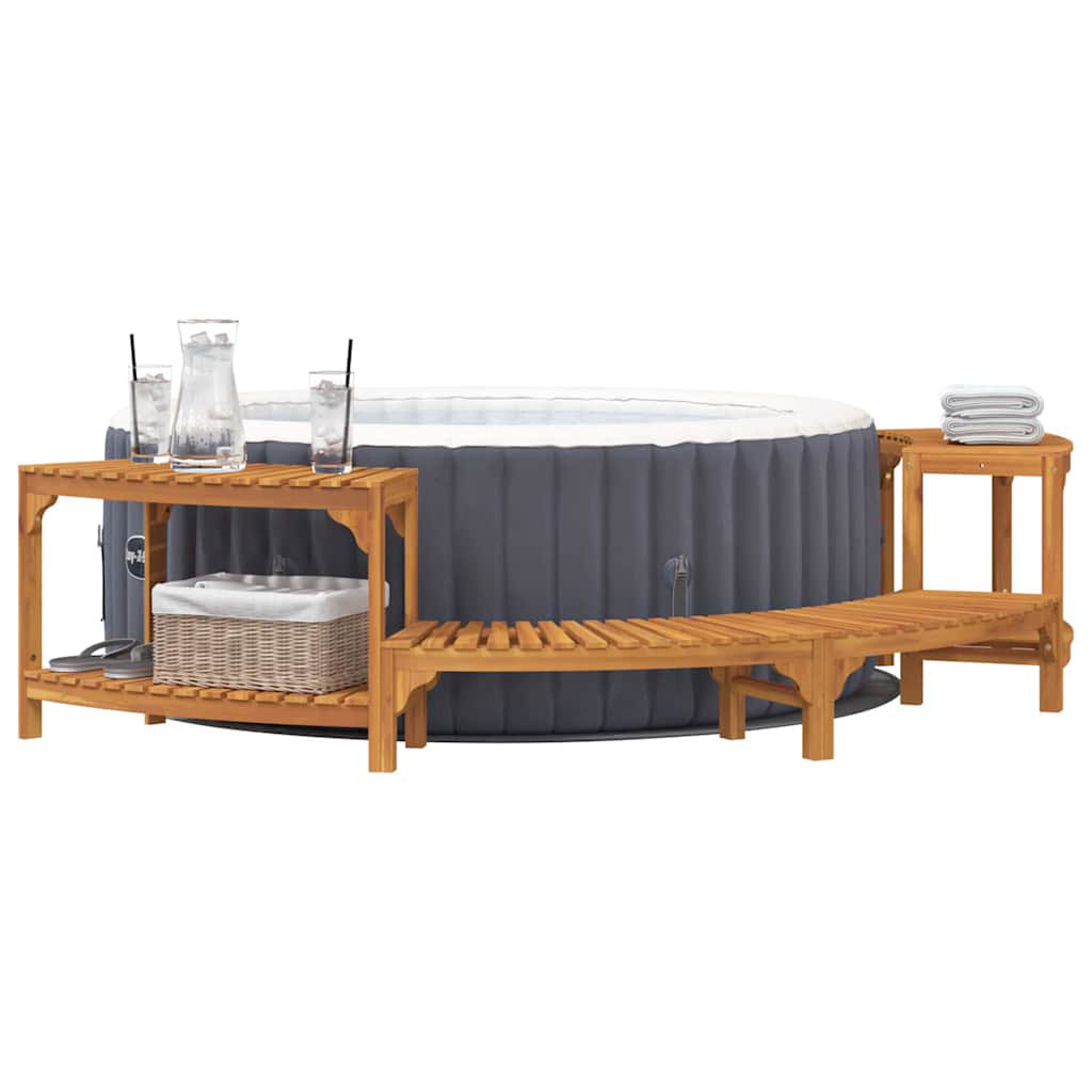 Vidaxl Hot Tub Surround Half-Round Brown Solid Acacia Wood Outdoor Garden Spa