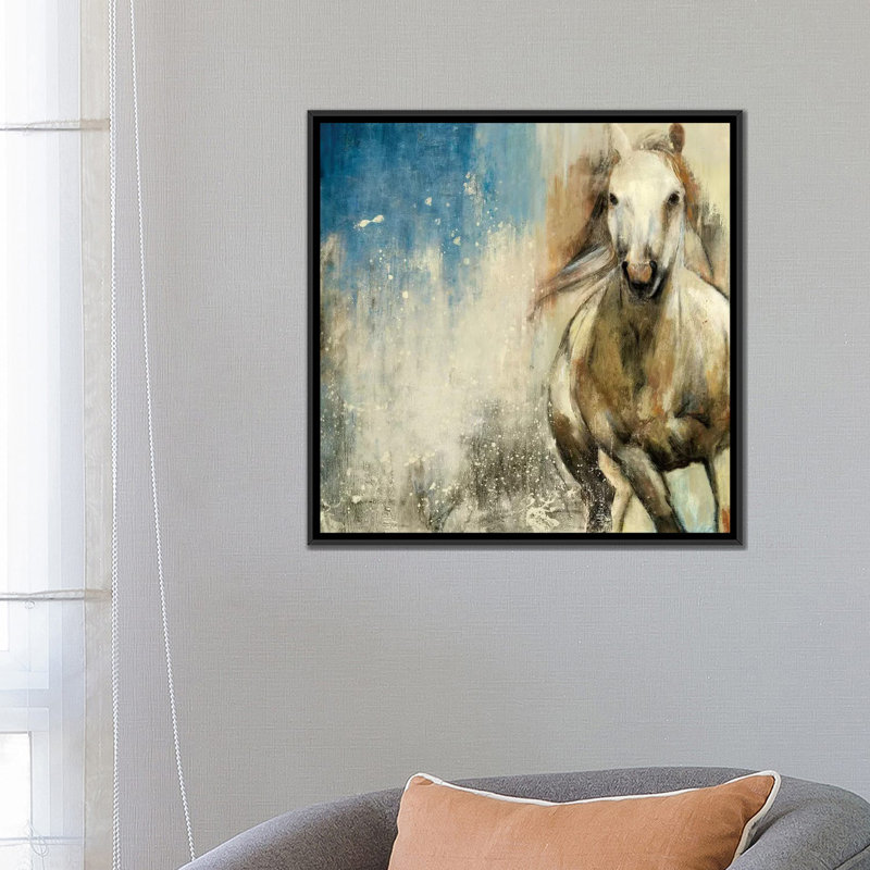 «Horses I», impression sur toile, H 18 po x l 18 po x P 1,5 po, Toile avec cadre noir, Pas de tapis