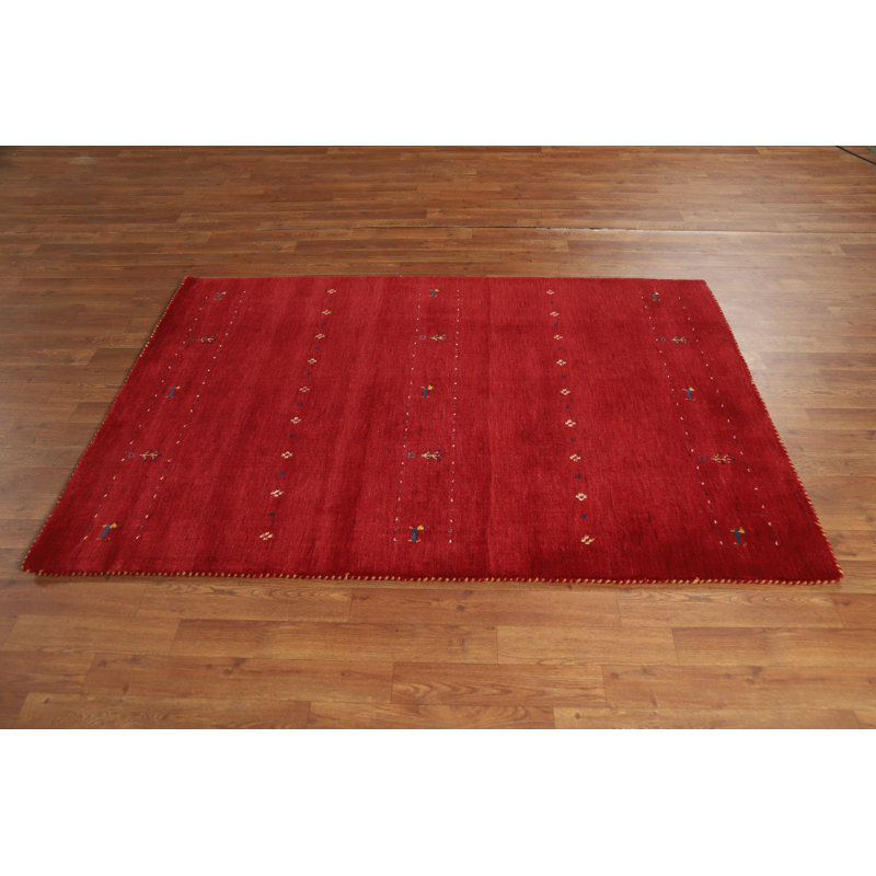 Tapis oriental en laine rouge fait à la main Gabbeh 4 x 6