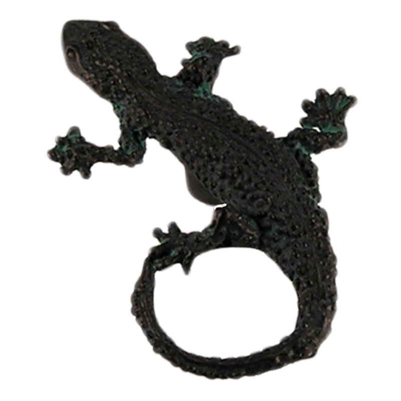 Curiosities Novelty Knob, Lizard Verdigris
