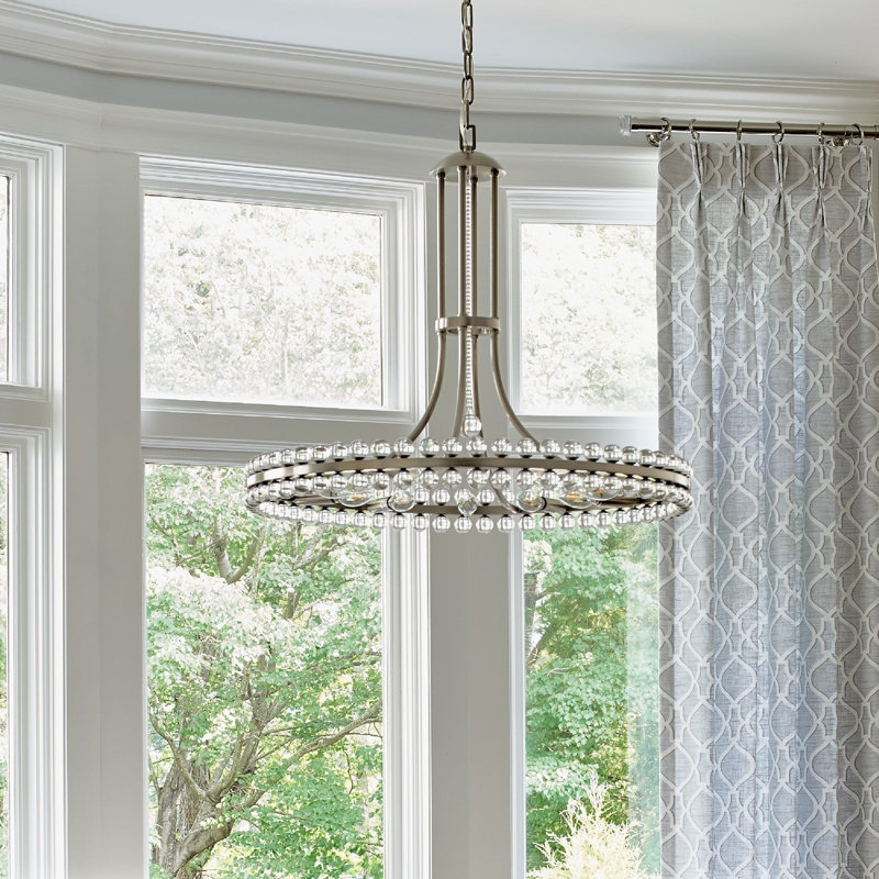 Clover 12-Light Crystal Pendant, 28.75", Aged Brass