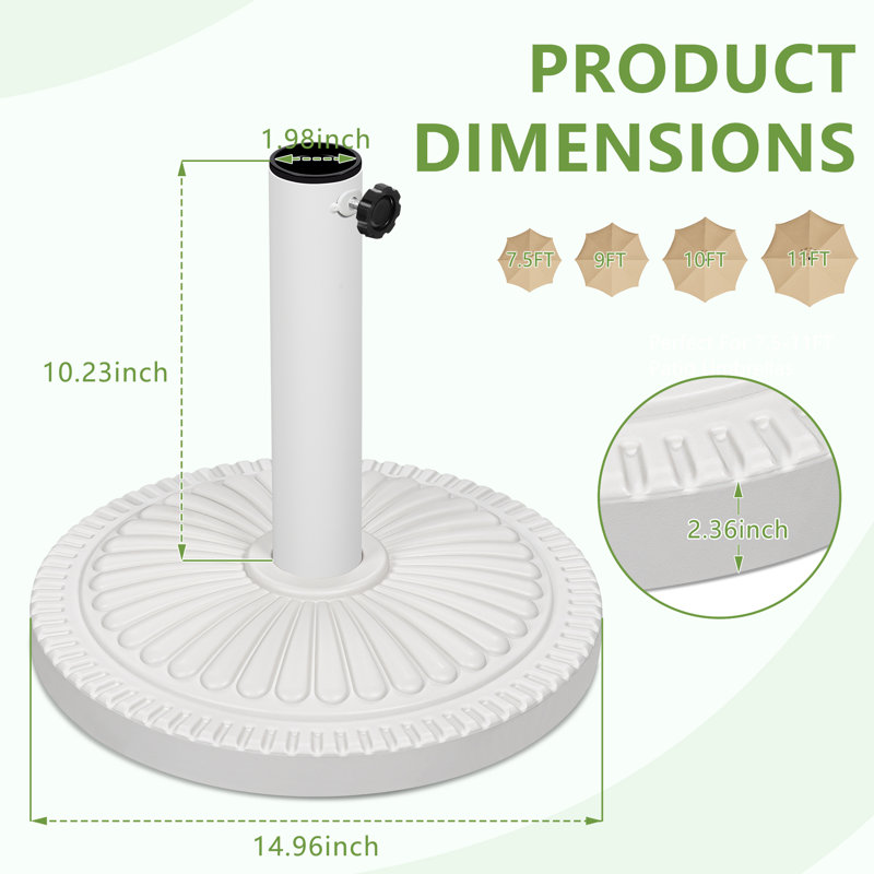 Custodia Resin Free Standing Umbrella Base, White