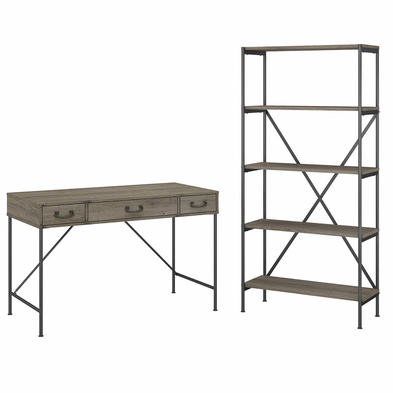 Ensemble de bureau rectangulaire 2 pièces Conway, Gris patiné
