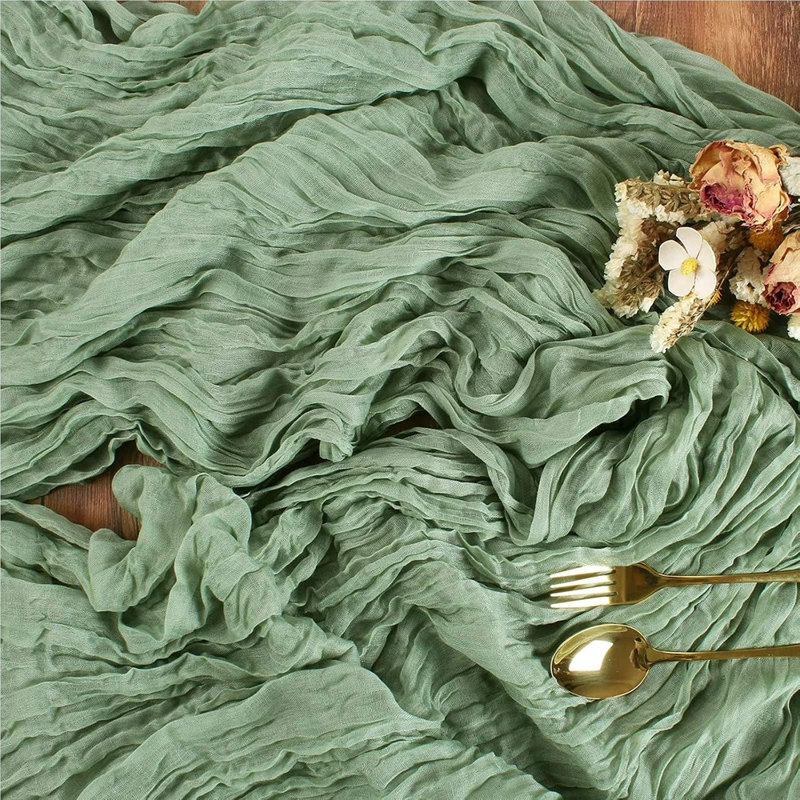Green Cheesecloth Table Runner – Green – Rustic Sheer Gauze For Boho, Wedding, Bridal, And Spring Baby Shower Décor