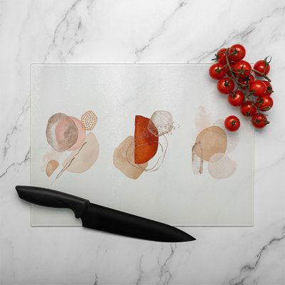 watercolor Illustration and elements Designer Glass Chopping Board