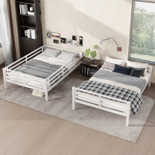 Metal Full XL Over Full XL Bunk Bed for Teens and Adults, Space-Saving, Noise-Reduced, No Box Spring Needed