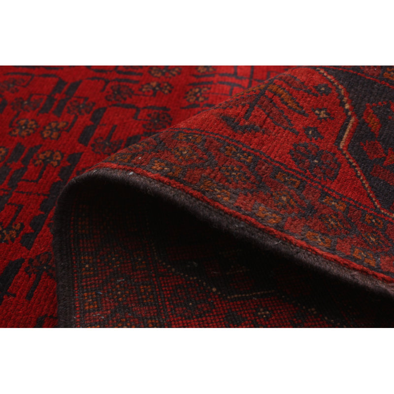 Tapis de zone one-of-kind-noué la 2010 rouge 4 pi 11 po x 6 pi en laine Esari Turkman