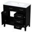 36" Bathroom Vanity Sink In Black. Modern Cabinet With Drawers. Solid Rubber Wood & Build. Ceramic Basin Waterproof Surface. Assembly Required