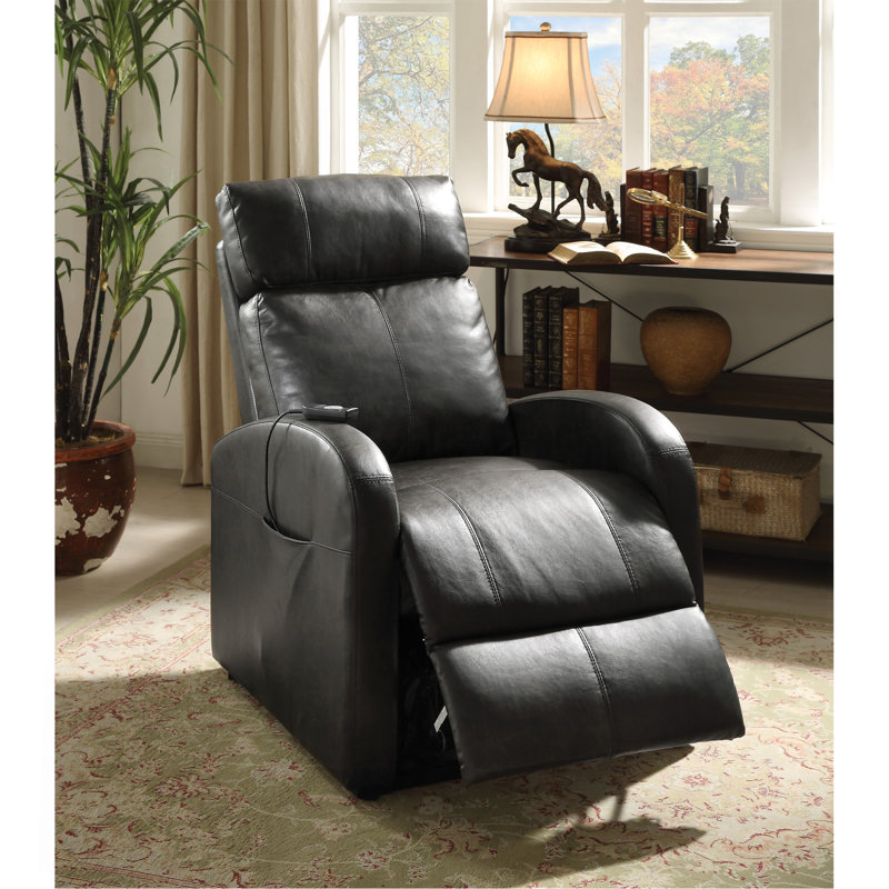 Fauteuil inclinable électrique brun en cuir synthétique