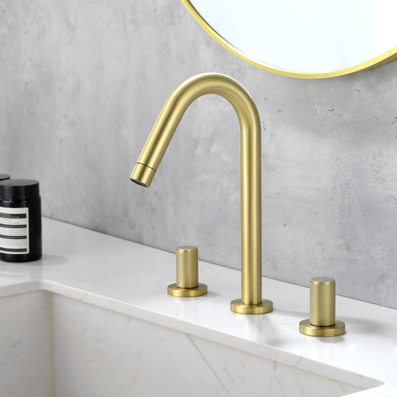Widespread 2-handle Bathroom Faucet, Brushed Gold