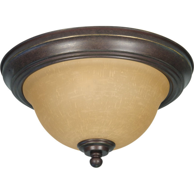 Plafonnier encastré urne simple 2 lumières Baptista, H 7 po x l 11,25 po x P 11,25 po, Bronze Sonoma
