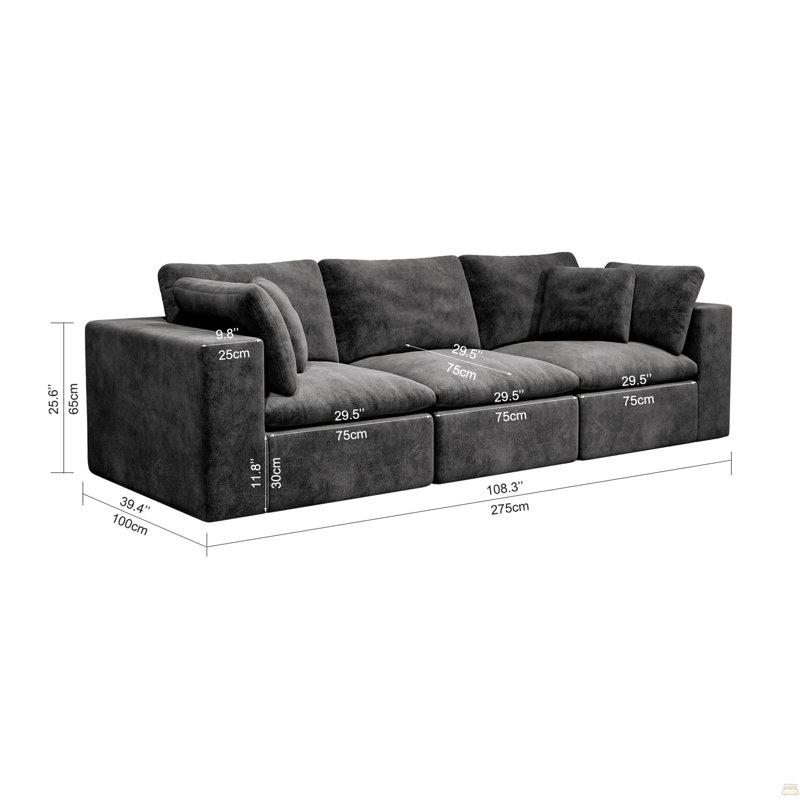 108.3*39.4"Modular Sectional Sofa Seat,Upholstered Compressed Couch