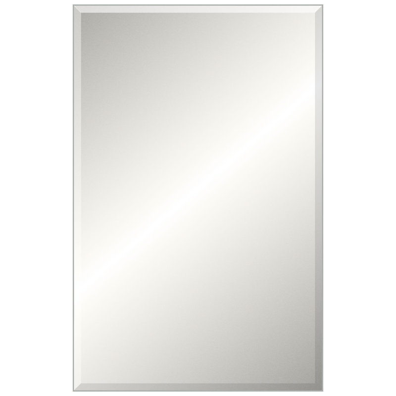 Floater 2 Solid Wood Beveled Mirror, 35.25" x 23.25", Matte White, Rectangle