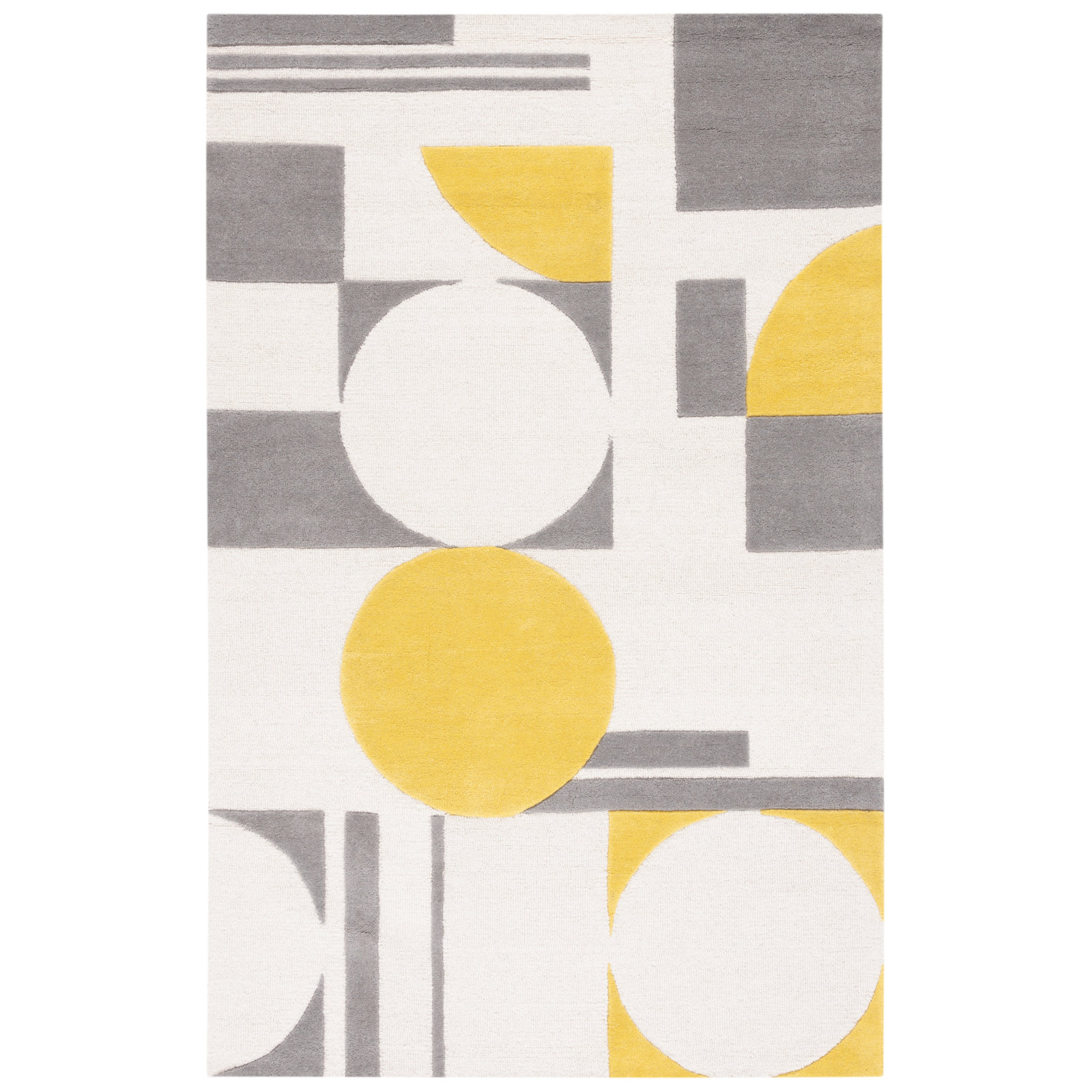 Felipe Gray Gold Hand-Tufted Wool Geometric Rug, Rectangle 3' x 5'
