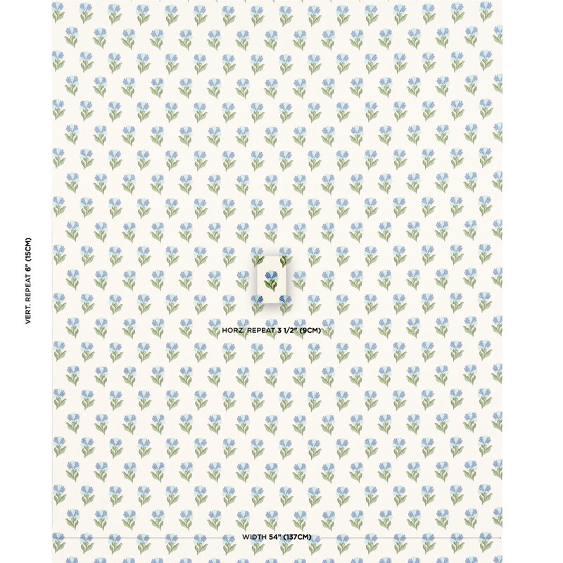 Rosina Floral Fabric, Cornflower