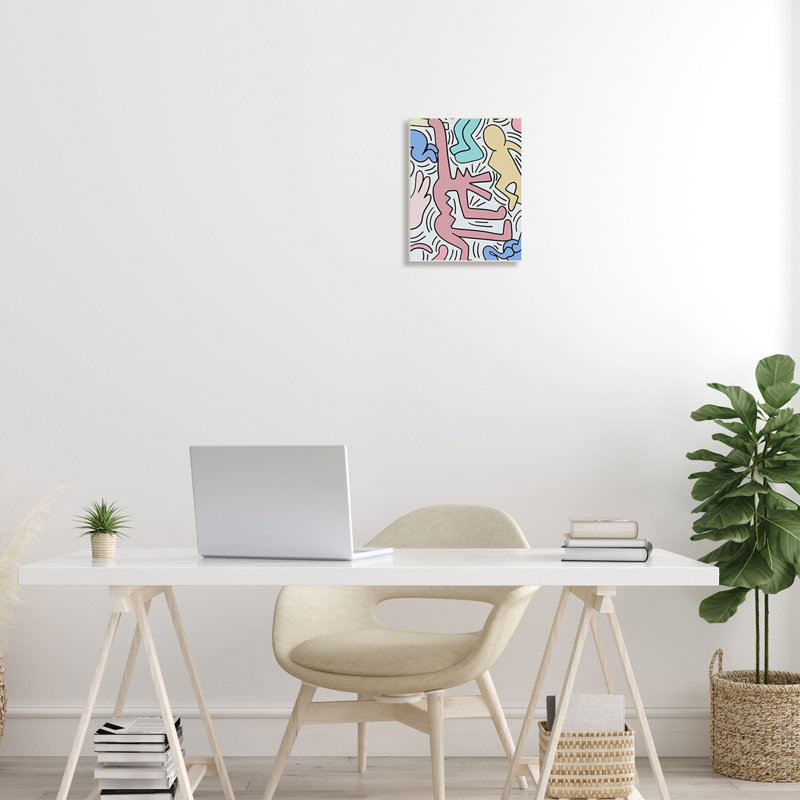 Pop Pop Pastel People Squiggle Lines Design, Plaque murale, L 10 po x H 10 po