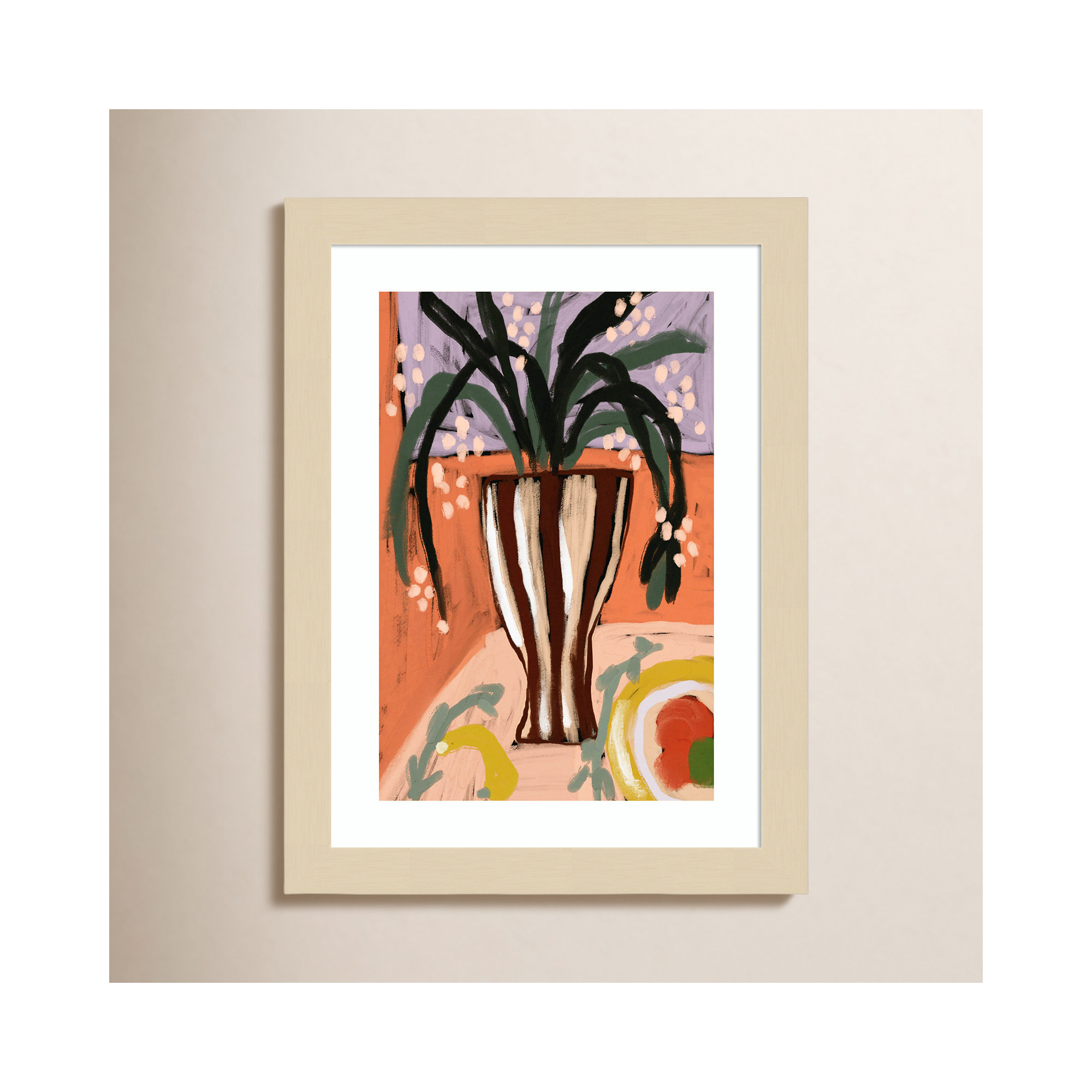 Floral Still Life No 3 by Treechild Wood Framed Wall Art Print, 13" H x 10" W, Brown
