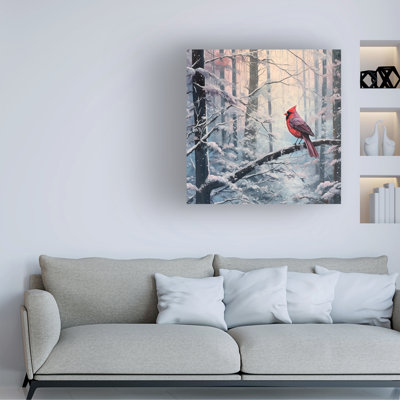 Wrapped Canvas Wall Art - Imagine It Images 'Winter Cardinal 9' Wall Art for Living Room, Bedroom, or Office Décor  - 18x18