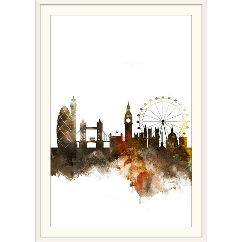 « london aquarelle cityscape », impression, H 38 po x l 28 po x P 1 po, Cadre blanc
