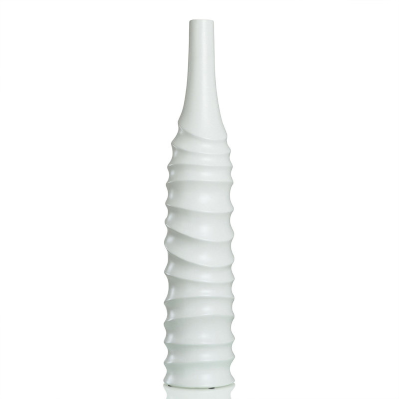 Vase de plancher en céramique Lunell, Ivoire, H 32 po x l 6,5 po x P 6,5 po