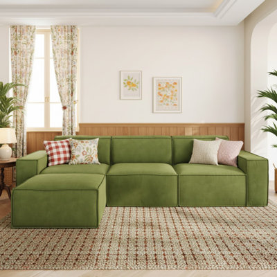 Canapé Cloud Canapé modulaire à 3 places avec repose-pieds en forme de L Canapé désossé Comfy Canapé modulaire rembourré pour bureau confortable