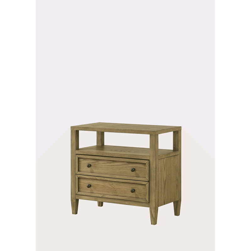 Table de chevet 2 tiroirs 1pc avec tablette ouverte