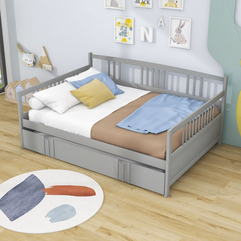 Lit de jour en bois avec couchette, Complète, gris
