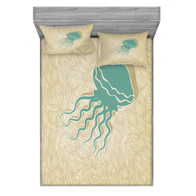 Jellyfish Microfiber Sheet Set, Full Sheet Set + Fitted Sheet + 2 Pillowcases