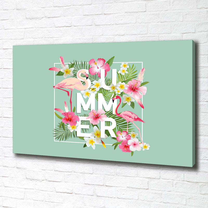 Holidays And Flamingos - Wrapped Canvas Print