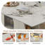 Table de salle à manger moderne 63 "pour 4 à 6 personnes, table de cuisine avec tablette de rangement et armoire en acrylique, plateau de table en pierre frittée avec base en bois massif doré
