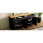 Table d'appoint 70 po avec 2 tiroirs, tablettes réglables et buffet à grain de bois noir pour les tiroirs de chambre à coucher.
