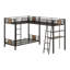 Lit superposé en L avec lit mezzanine avec bureau et tablette