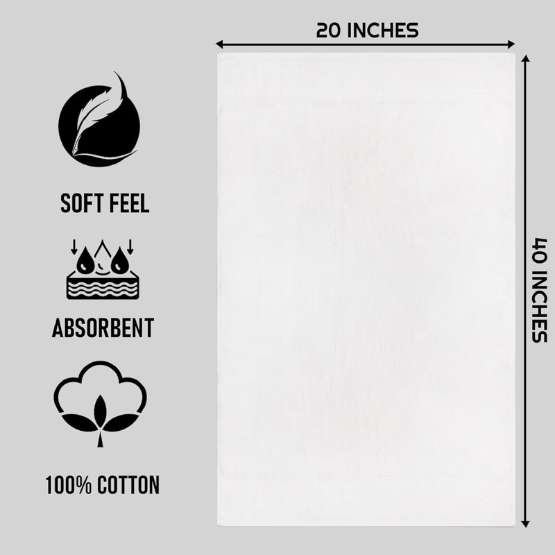 Serviettes de bain en vrac - 20 x 40 pouces, serviettes 100% coton économiques 