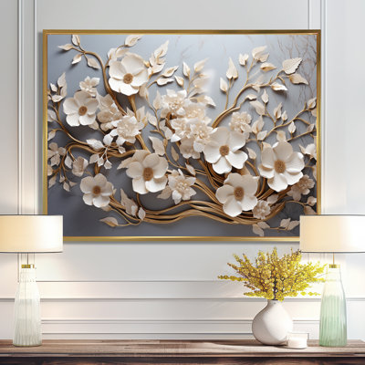 White Orchid Tree Garden Of Branches 7 - Abstract Floral Canvas Wall Art Print - Orchid Tree Print on canvas