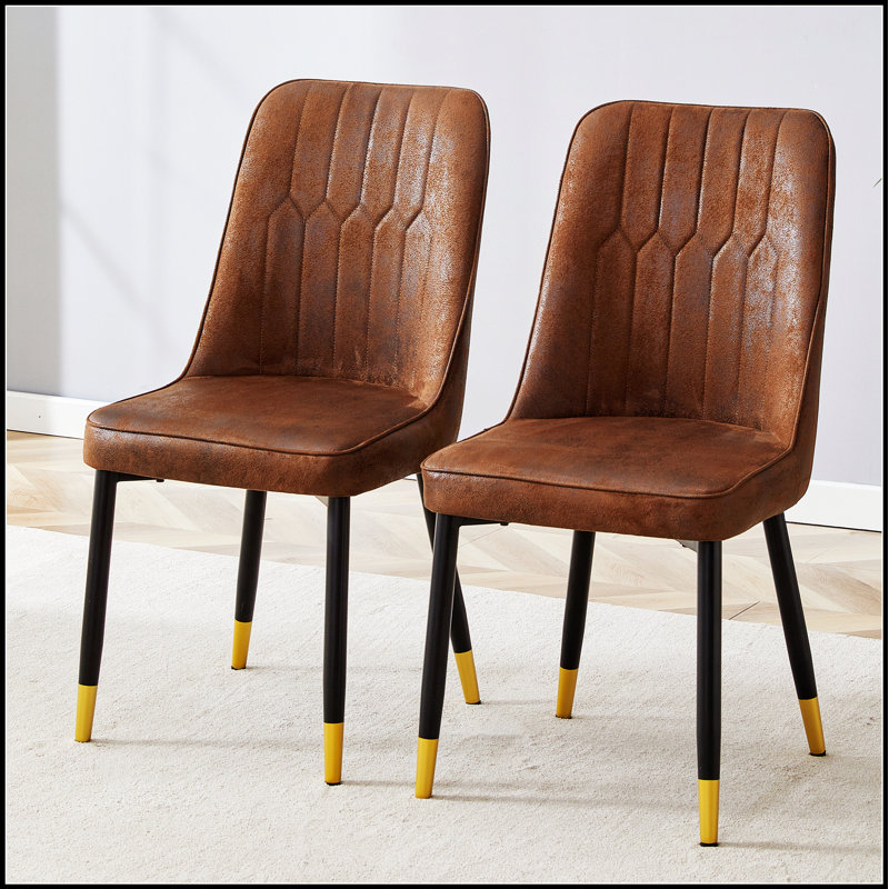 Ensemble de chaises de salle à manger en velours brun (ensemble de deux) avec pieds en métal pour plus de confort et de style
