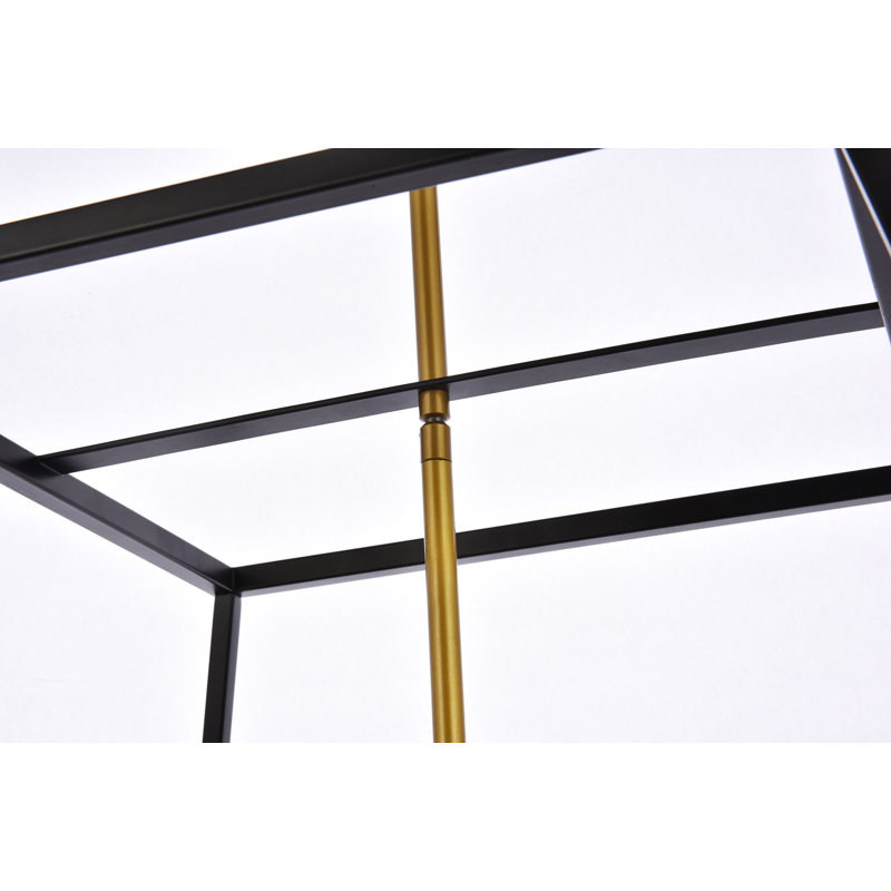 Lustre linéaire à 4 lumières Gloriajean, Noir / laiton, H 18,7 po x l 24 po x P 24 po