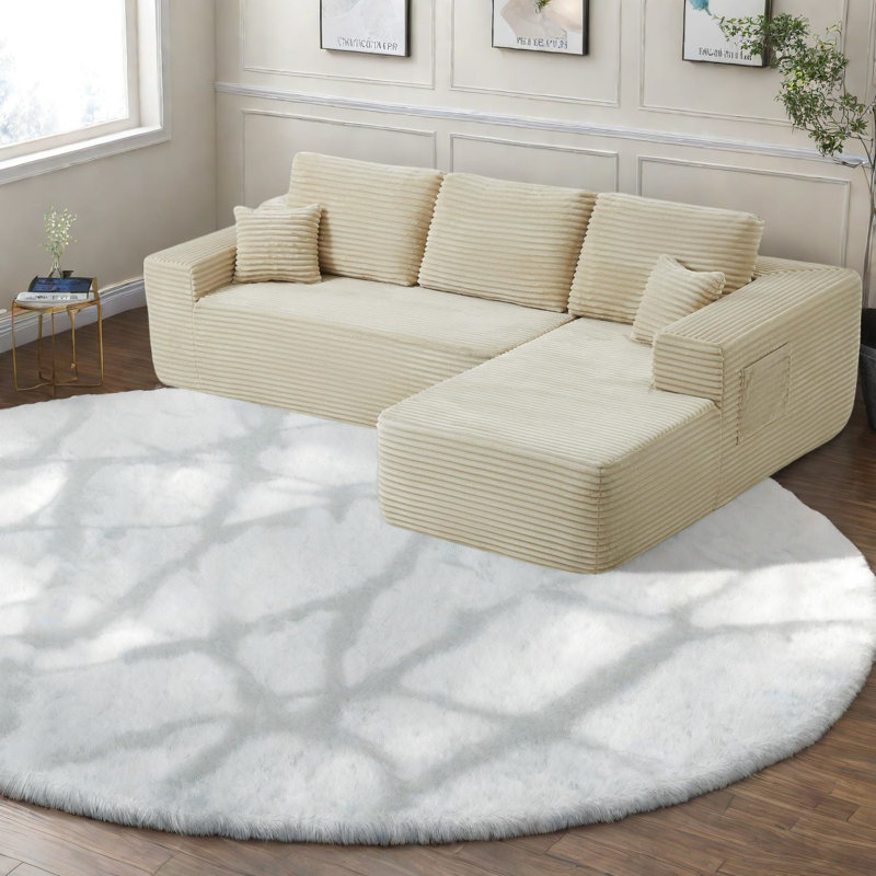 Canapé modulaire confortable de 104 po, tissu moelleux, style moderne pour la maison