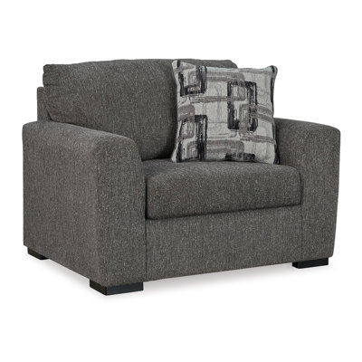 Iqay Oversized Accent Chair, 1 Throw Pillow, Pewter Gray Polyester